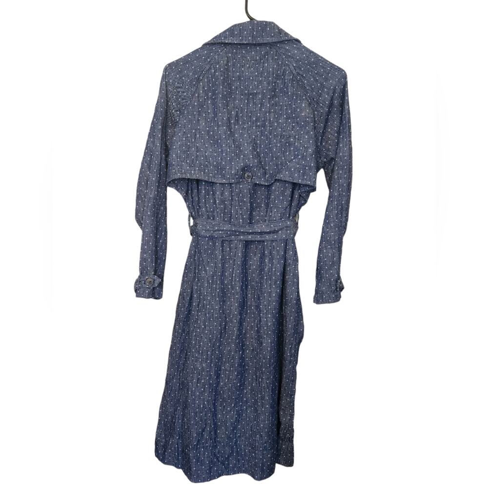 Lucky Brand True Indigo Denim Dot Trench Coat Medium - Picture 9 of 11